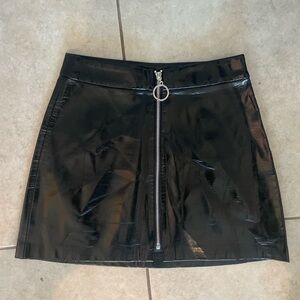 Zara Black patent leather Zippered Skirt